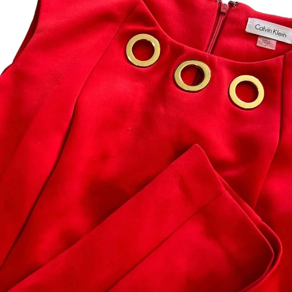Calvin Klein Fire Red Embellished Scuba Sheath Dress 4 - Picture 2 of 4